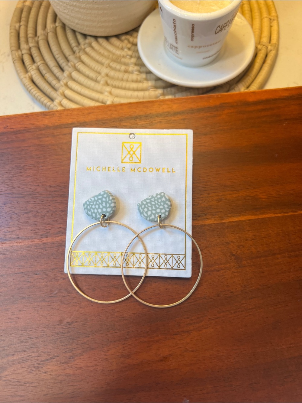 Michelle McDowell Mint Pattern Hoop Earrings